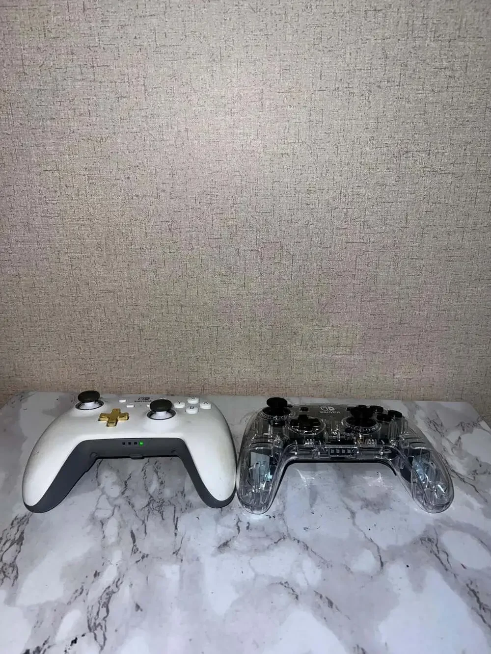 Nintendo Switch Pro Controller Customized Clear Shell and White Controller with